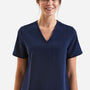 Onna Womens Limitless Stretch V-Neck Scrub Top w/ Pocket - Navy Blue - New
