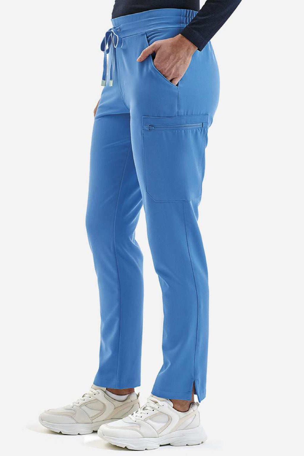 Onna NN600 Unisex Relentless Stretch Cargo Scrub Pants Ceil Blue Model Side