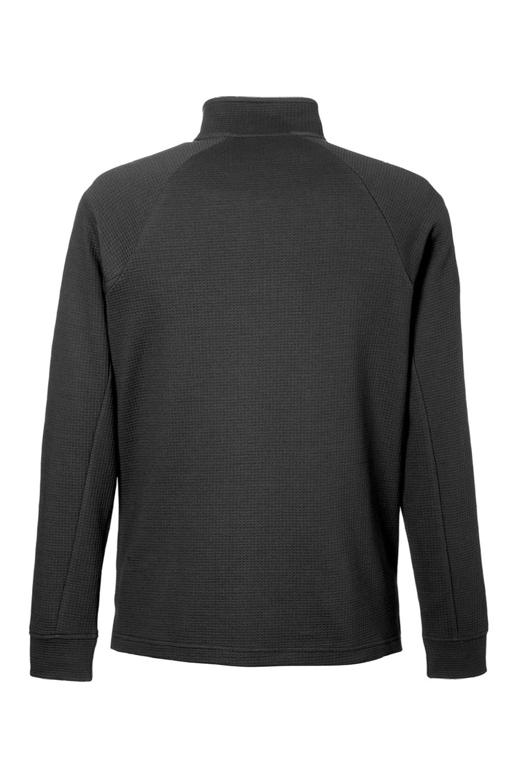 North End NE200 Mens Rhythm Waffle Moisture Wicking 1/4 Zip Sweatshirt w/ Pouch Pocket Black Flat Back
