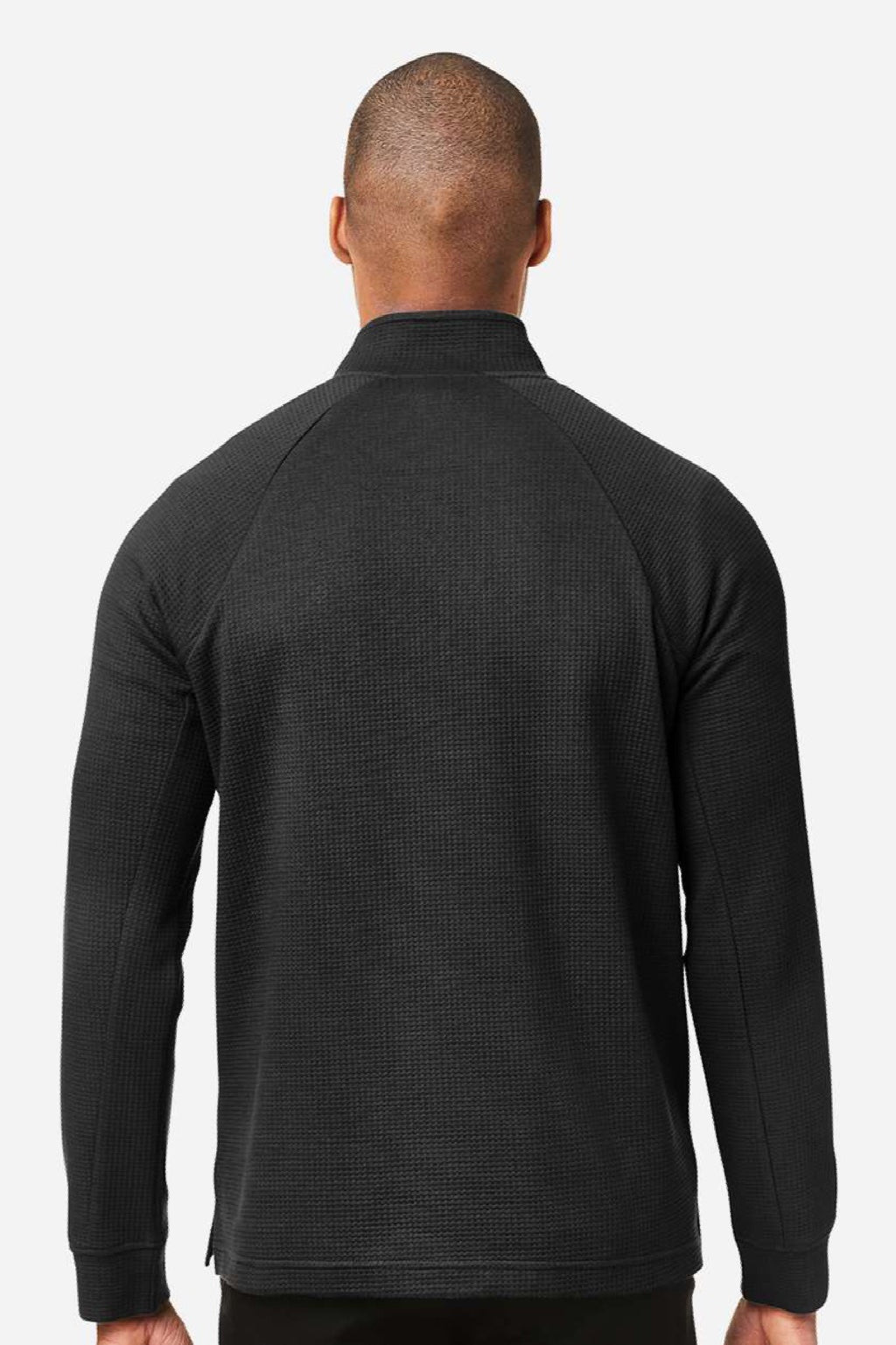 North End NE200 Mens Rhythm Waffle Moisture Wicking 1/4 Zip Sweatshirt w/ Pouch Pocket Black Model Back