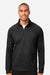North End NE200 Mens Rhythm Waffle Moisture Wicking 1/4 Zip Sweatshirt w/ Pouch Pocket Black Model Front