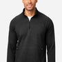 North End Mens Rhythm Waffle Moisture Wicking 1/4 Zip Sweatshirt w/ Pouch Pocket - Black - New