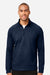 North End NE200 Mens Rhythm Waffle 1/4 Zip Sweatshirt w/ Pouch Pocket Classic Navy Blue Model Front