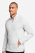 North End NE200 Mens Rhythm Waffle 1/4 Zip Sweatshirt w/ Pouch Pocket Platinum Grey Model Side