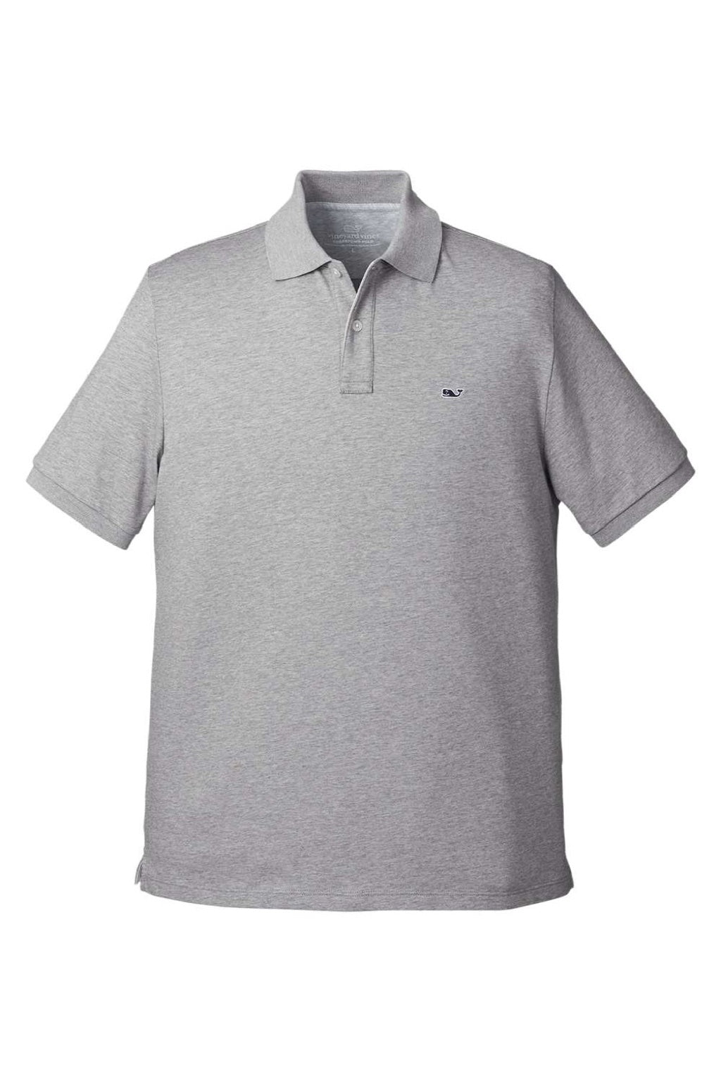 Vineyard Vines G011147 Mens Edgartown Pique Short Sleeve Polo Shirt Barracuda Grey Flat Front