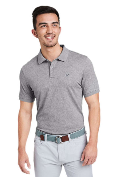 Vineyard Vines G011147 Mens Edgartown Pique Short Sleeve Polo Shirt Barracuda Grey Model Front