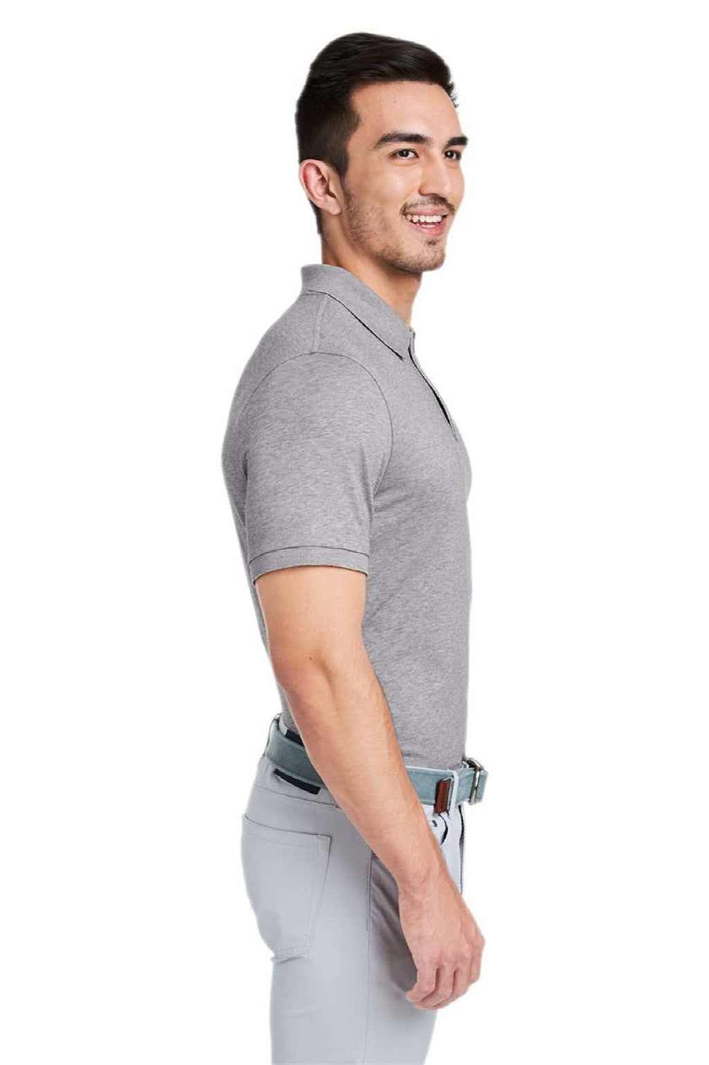Vineyard Vines G011147 Mens Edgartown Pique Short Sleeve Polo Shirt Barracuda Grey Model Side