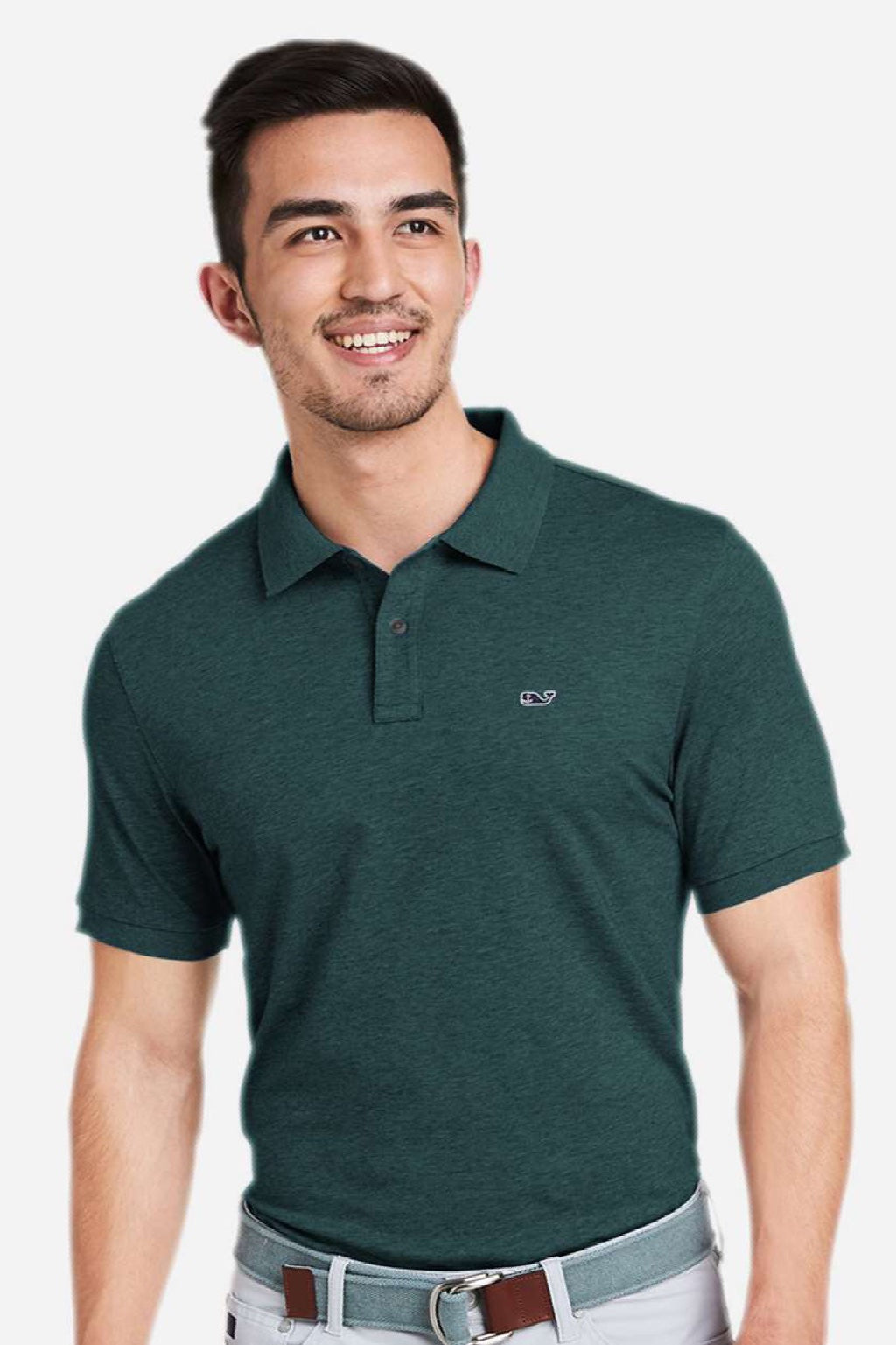 Vineyard Vines G011147 Mens Edgartown Pique Short Sleeve Polo Shirt Charleston Green Model Front
