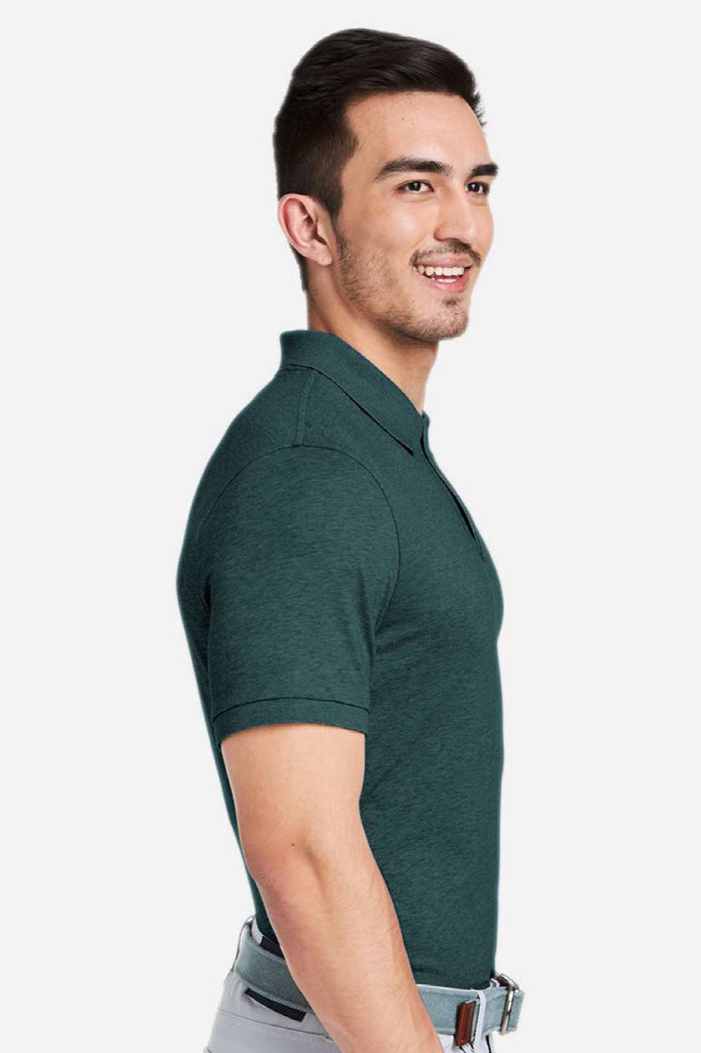 Vineyard Vines G011147 Mens Edgartown Pique Short Sleeve Polo Shirt Charleston Green Model Side