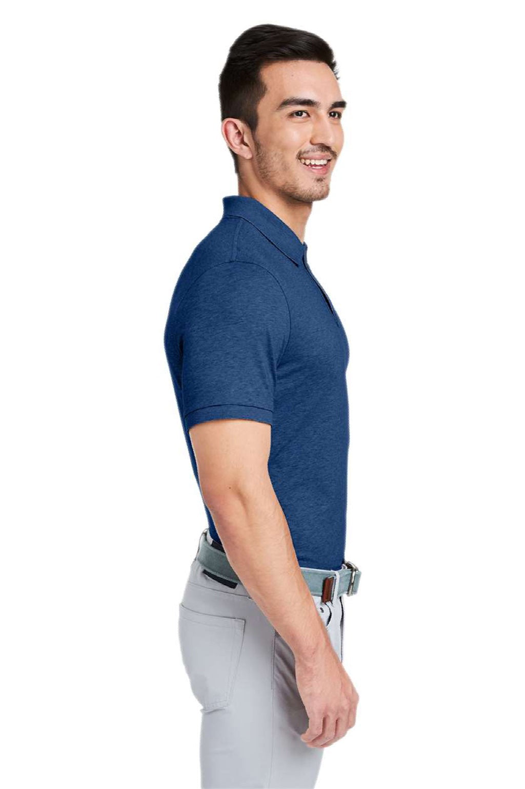 Vineyard Vines G011147 Mens Edgartown Pique Short Sleeve Polo Shirt Deep Bay Blue Model Side