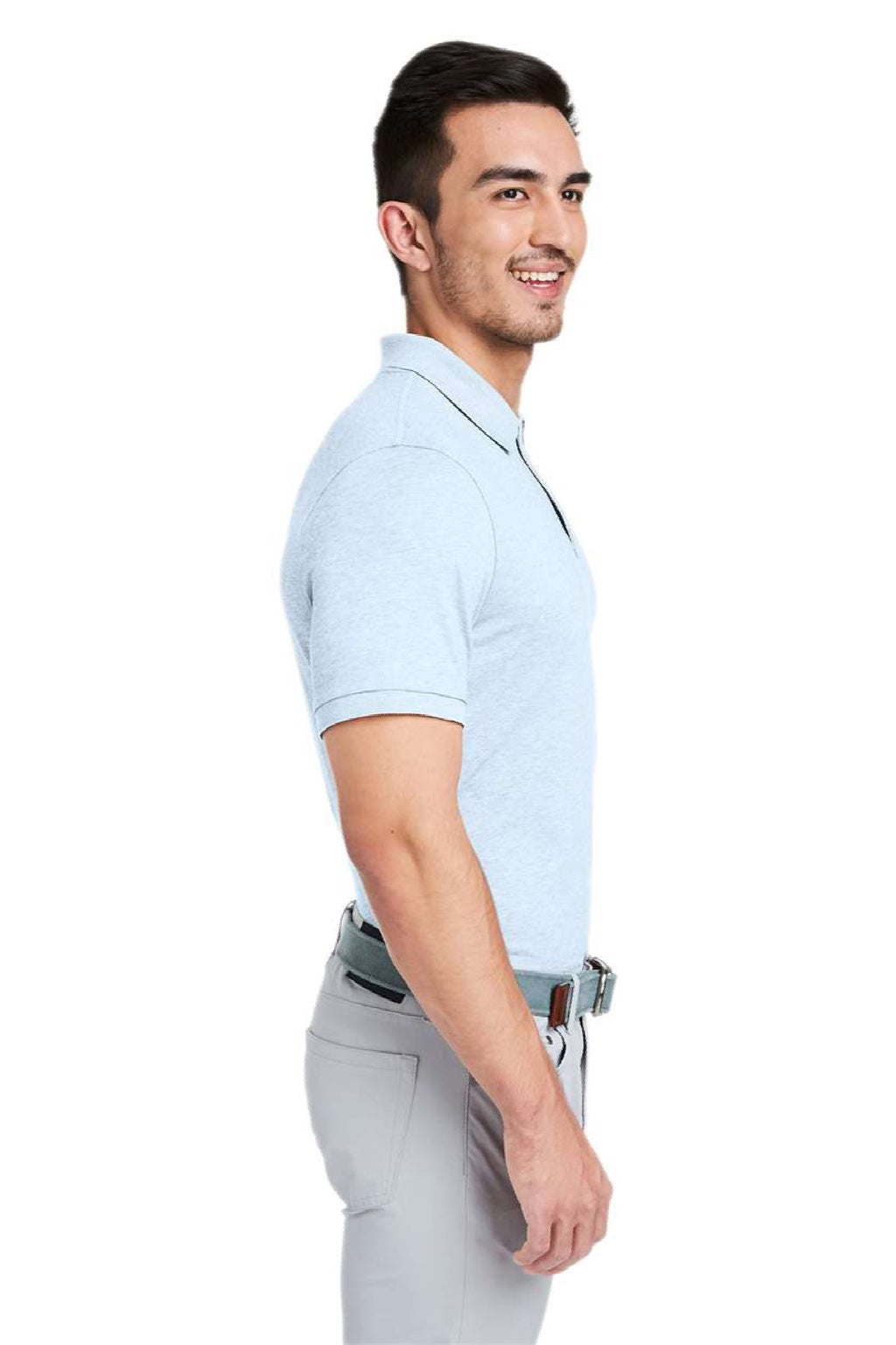Vineyard Vines G011147 Mens Edgartown Pique Short Sleeve Polo Shirt Jake Blue Model Side