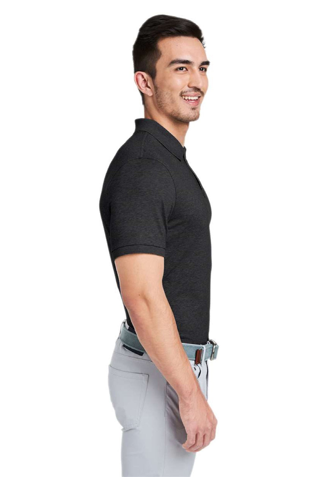 Vineyard Vines G011147 Mens Edgartown Pique Short Sleeve Polo Shirt Jet Black Model Side