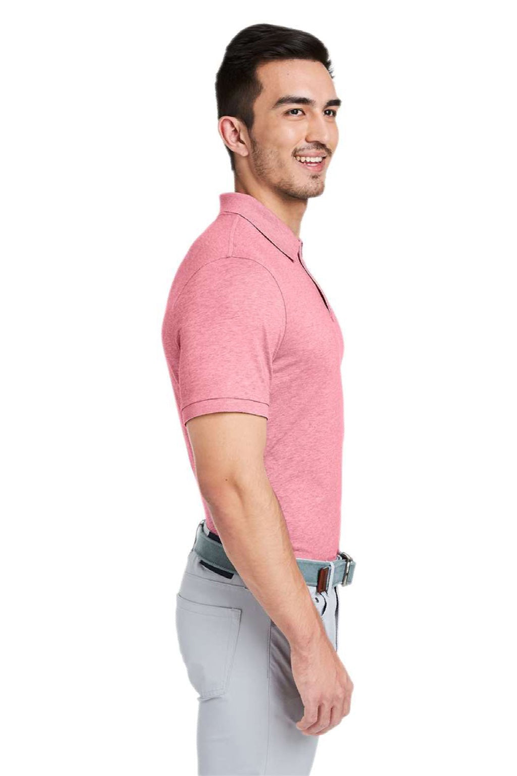 Vineyard Vines G011147 Mens Edgartown Pique Short Sleeve Polo Shirt Lobster Reef Pink Model Side