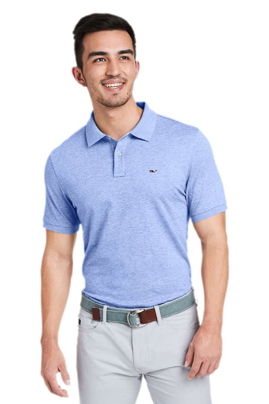 Vineyard Vines G011147 Mens Edgartown Pique Short Sleeve Polo Shirt Tide Blue Model Front