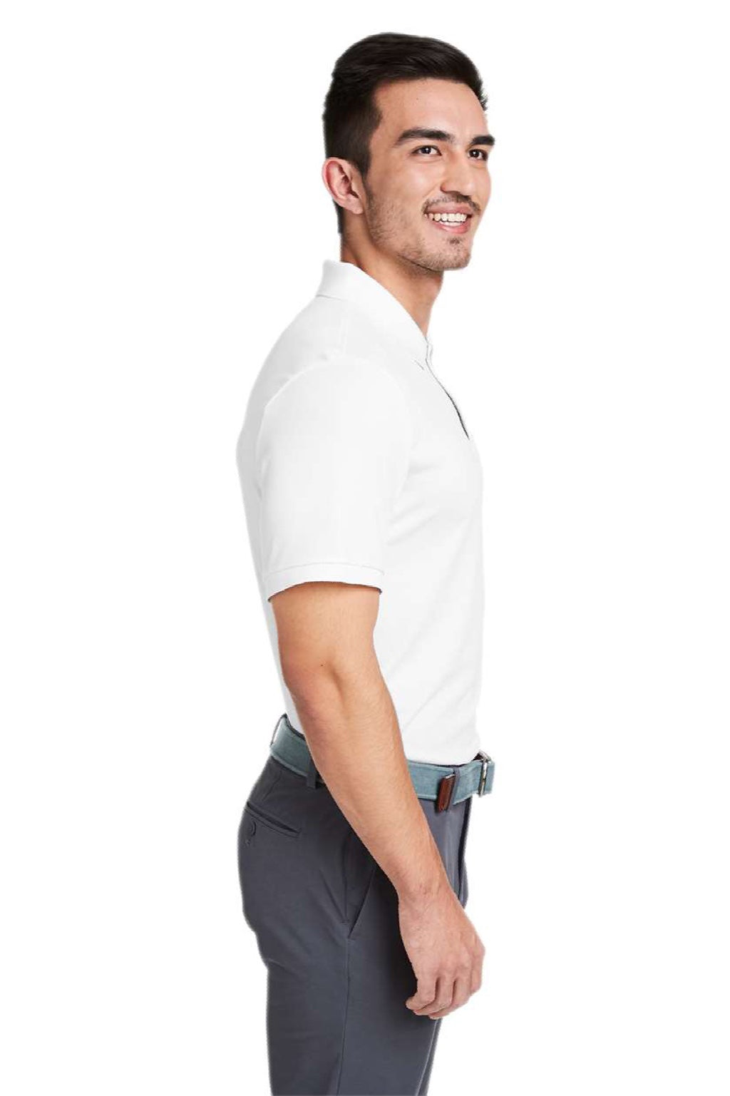 Vineyard Vines G011147 Mens Edgartown Pique Short Sleeve Polo Shirt White Cap Model Side