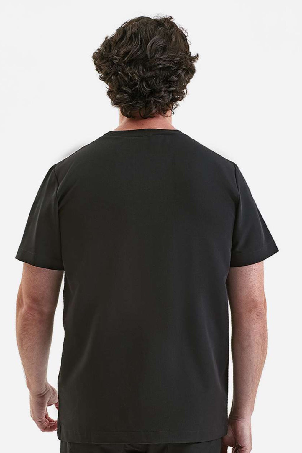 Onna NN200 Mens Limitless Stretch V-Neck Scrub Top w/ Pocket Black Model Back