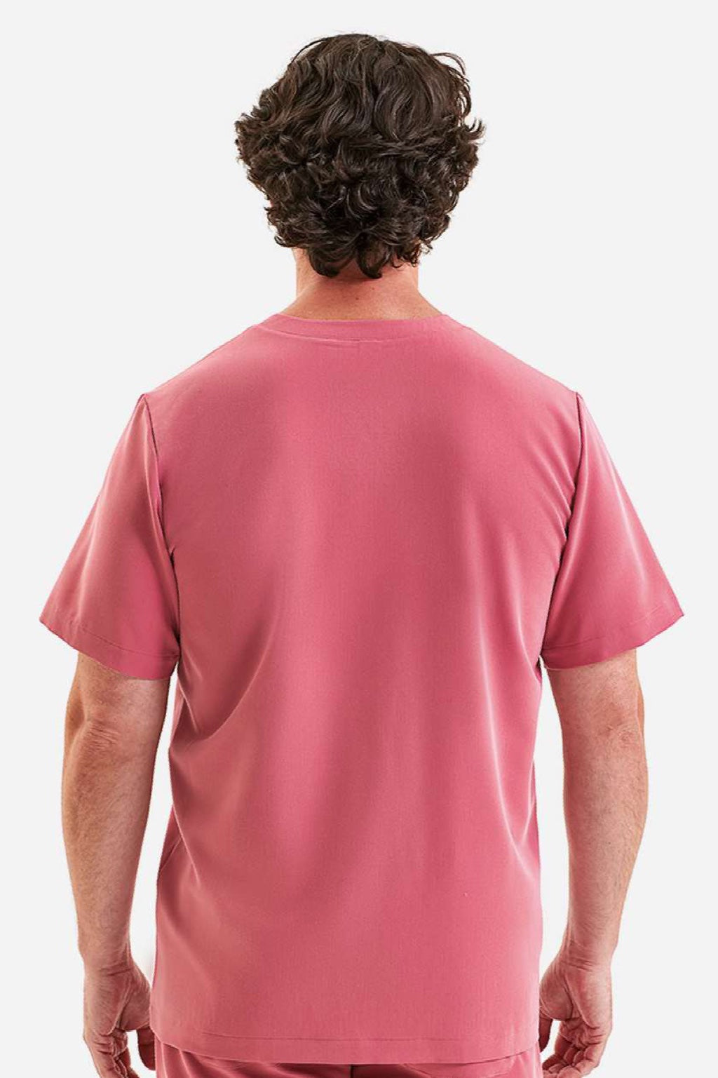 Onna NN200 Unisex Limitless Stretch V-Neck Scrub Top w/ Pocket Calm Pink Model Back