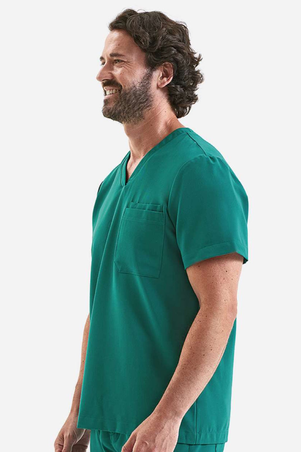Onna NN200 Unisex Limitless Stretch V-Neck Scrub Top w/ Pocket Clean Green Model Side