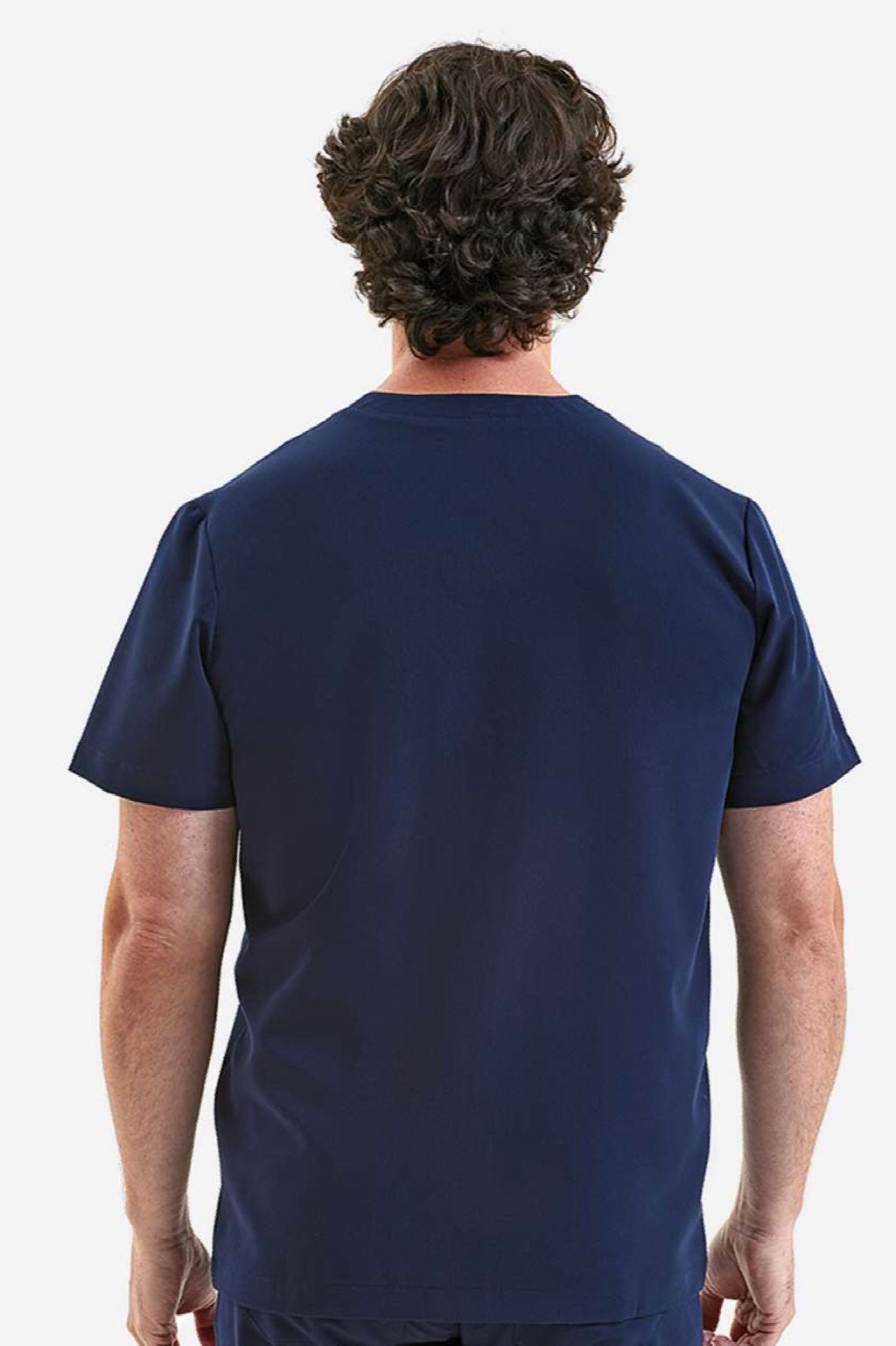 Onna NN200 Unisex Limitless Stretch V-Neck Scrub Top w/ Pocket Navy Blue Model Back