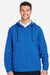 North End NE75 Mens Network Lightweight Full Zip Hooded Jacket Heather Light Nautical Blue Model Front