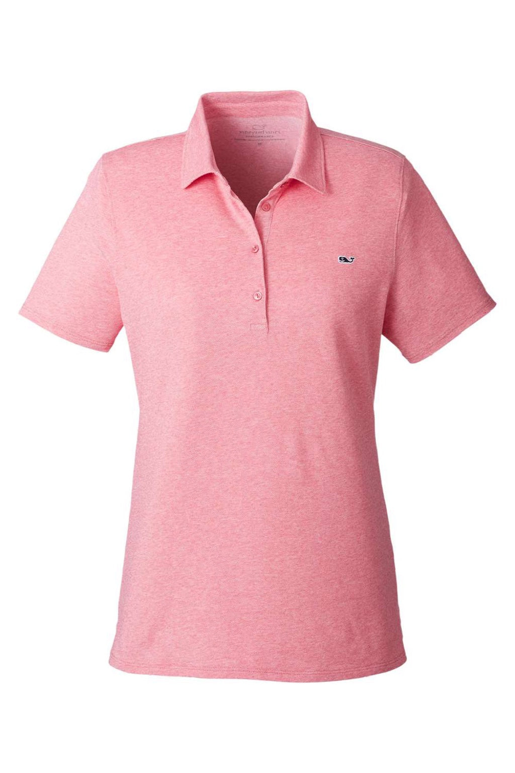 Vineyard Vines G001189 Womens Edgartown Pique Short Sleeve Polo Shirt Lobster Reef Pink Flat Front