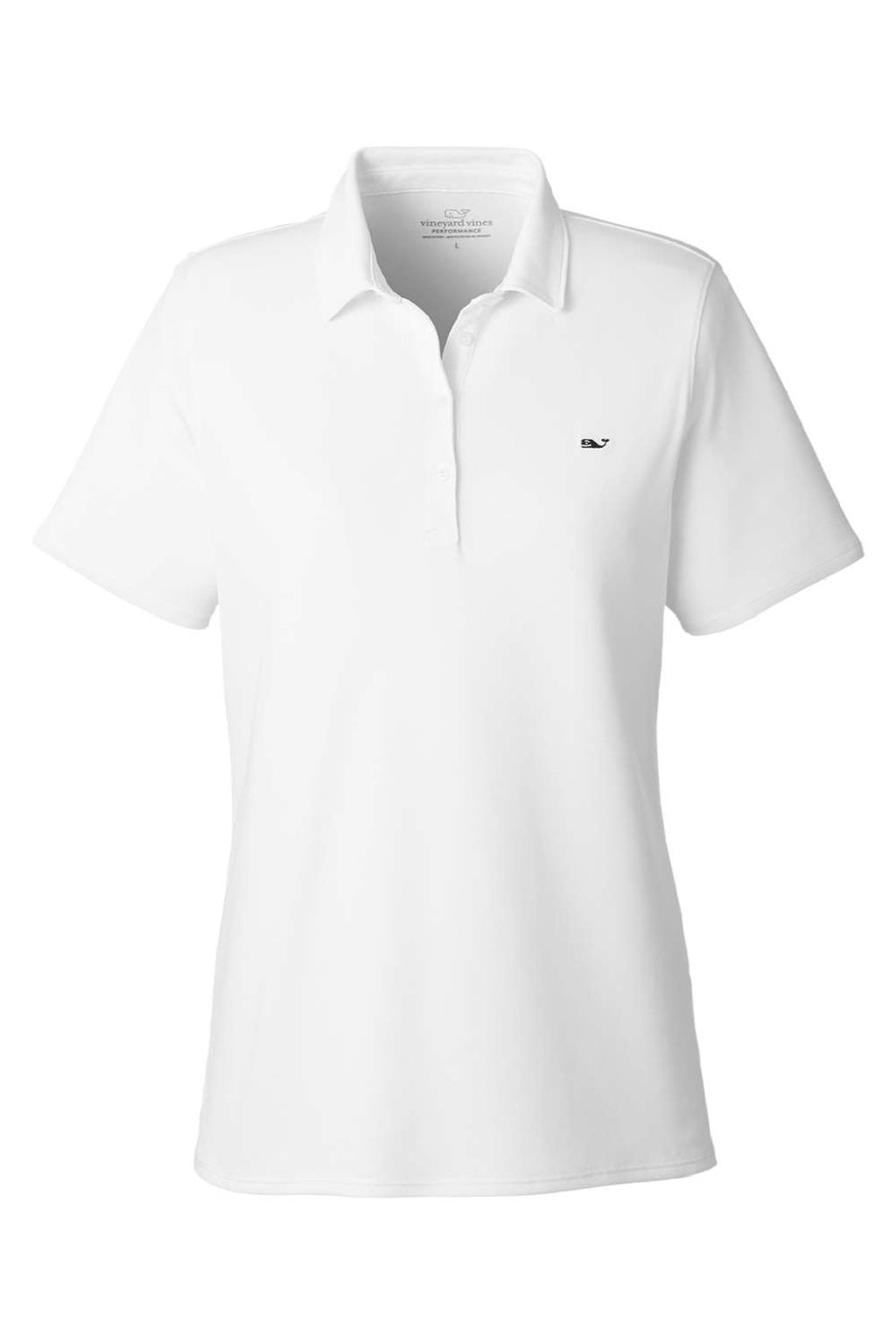 Vineyard Vines G001189 Womens Edgartown Pique Short Sleeve Polo Shirt White Cap Flat Front