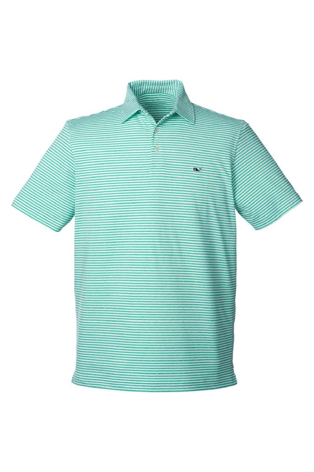 Vineyard Vines G011145 Mens Heathered Winstead Sankaty Short Sleeve Polo Shirt Antigua Green Flat Front