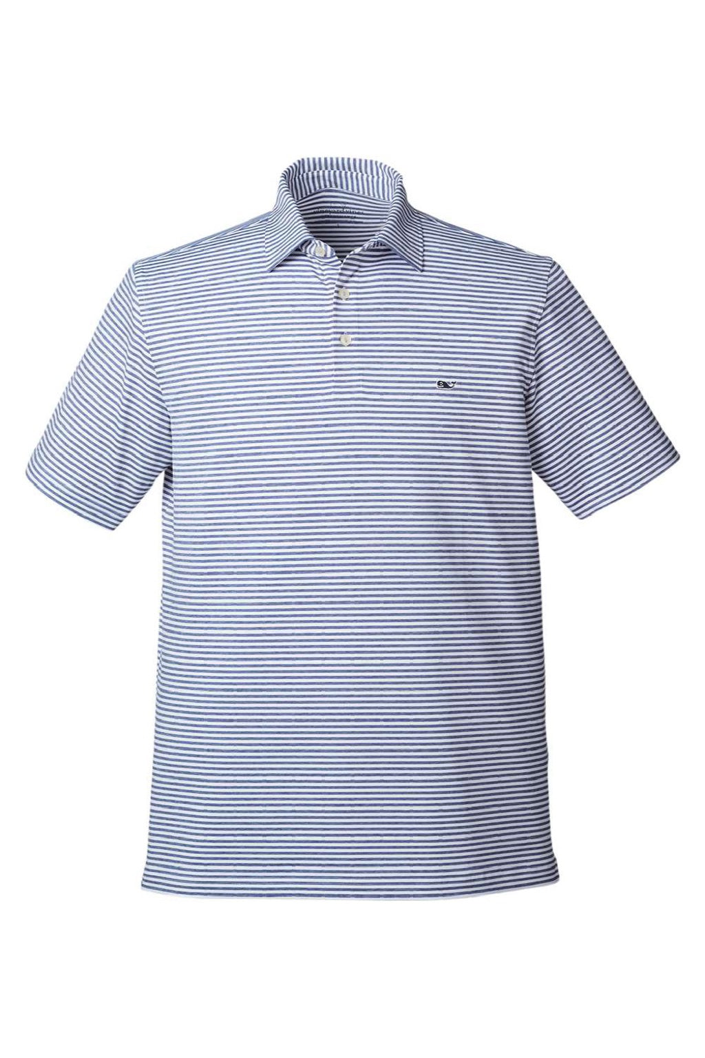 Vineyard Vines G011145 Mens Heathered Winstead Sankaty Short Sleeve Polo Shirt Kingfisher Flat Front
