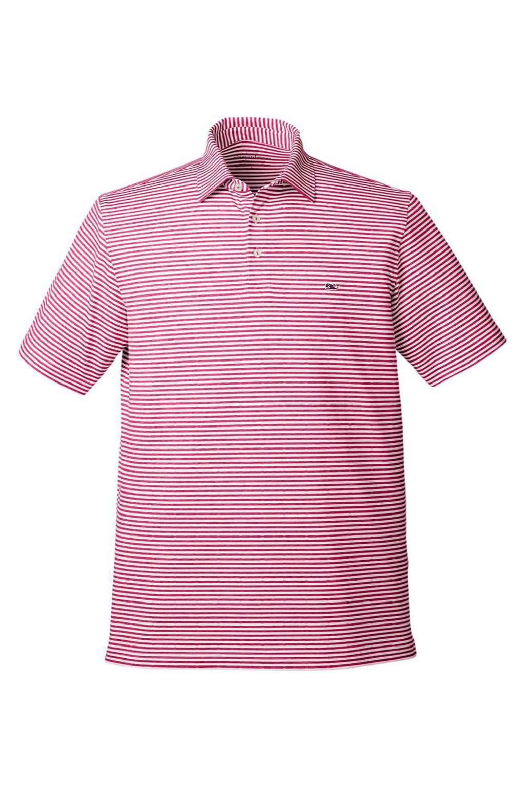 Vineyard Vines G011145 Mens Heathered Winstead Sankaty Short Sleeve Polo Shirt Light House Red Flat Front