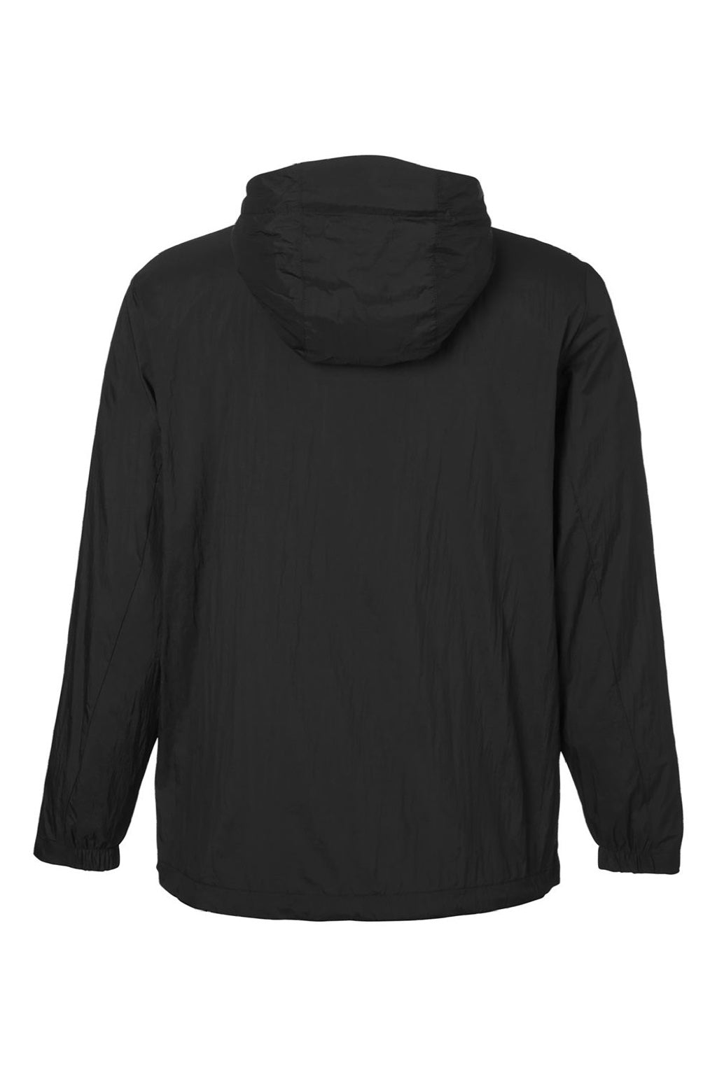 North End NE810 Mens Aura Lightweight 1/4 Zip Packable Hooded Anorak Jacket Black/Carbon Grey Flat Back