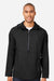 North End NE810 Mens Aura Lightweight 1/4 Zip Packable Hooded Anorak Jacket Black/Carbon Grey Model Front