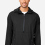 North End Mens Aura Lightweight Water Resistant 1/4 Zip Packable Hooded Anorak Jacket - Black/Carbon Grey - New