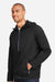 North End NE810 Mens Aura Lightweight 1/4 Zip Packable Hooded Anorak Jacket Black/Carbon Grey Model Side