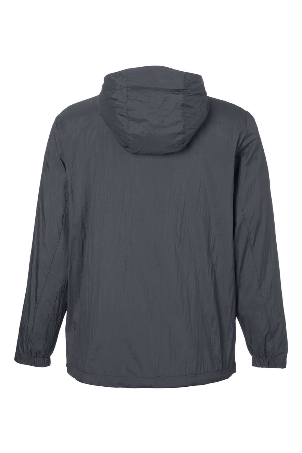 North End NE810 Mens Aura Lightweight 1/4 Zip Packable Hooded Anorak Jacket Carbon Grey/Black Flat Back