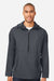 North End NE810 Mens Aura Lightweight 1/4 Zip Packable Hooded Anorak Jacket Carbon Grey/Black Model Front