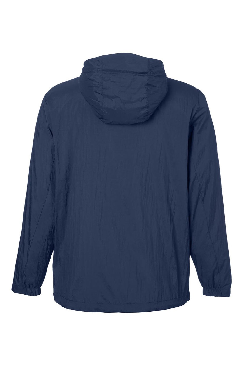 North End NE810 Mens Aura Lightweight 1/4 Zip Packable Hooded Anorak Jacket Classic Navy Blue/Carbon Grey Flat Back