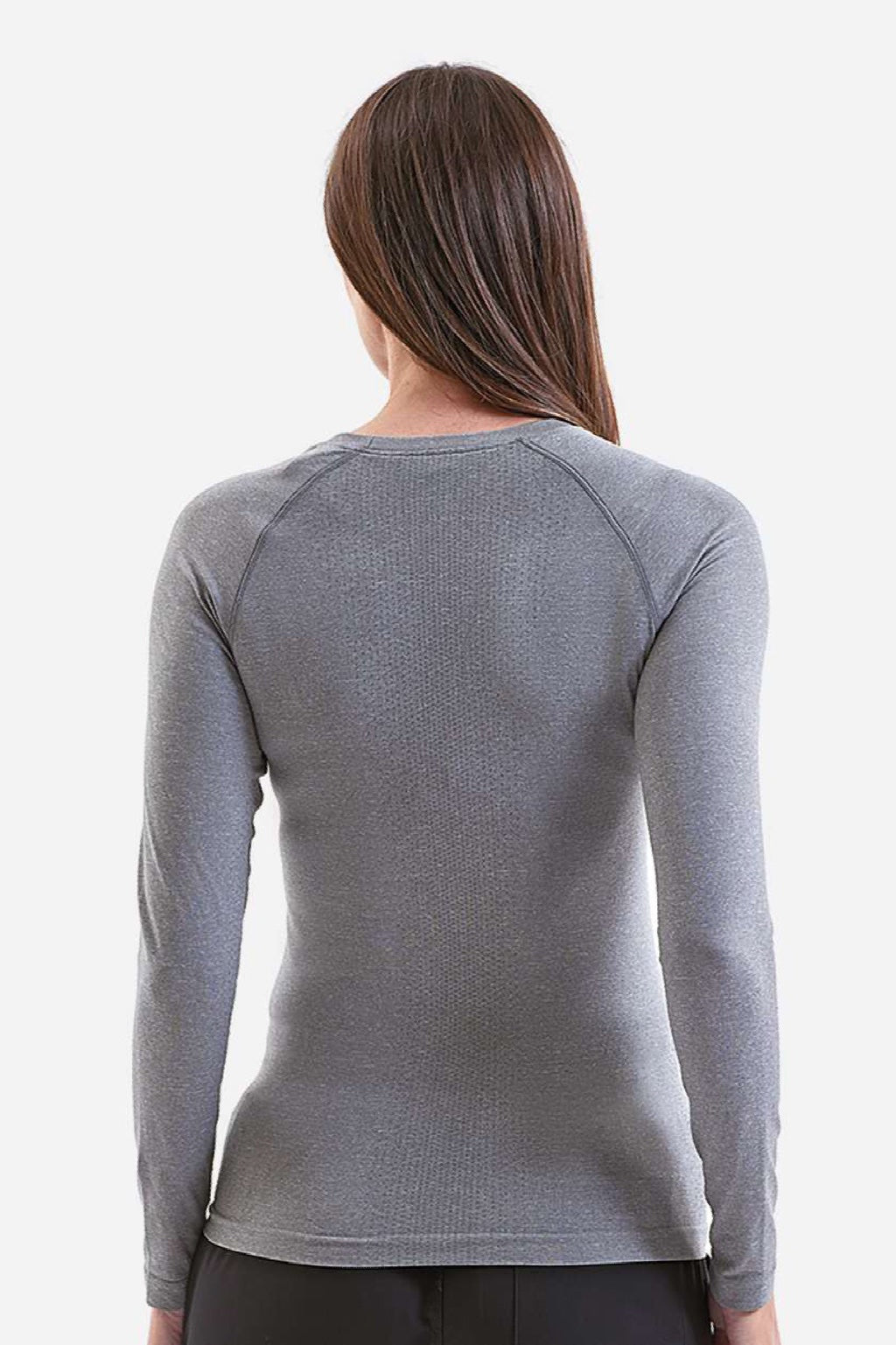 Onna NN370 Womens Unstoppable Long Sleeve Fresh Underscrub Base Layer Heather Grey Model Back