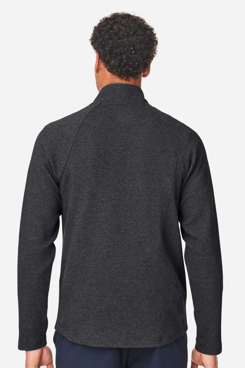 North End NE727 Mens Spirit Textured Full Zip Sweatshirt w/ Pockets Heather Black Model Back