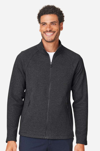 North End NE727 Mens Spirit Textured Full Zip Sweatshirt w/ Pockets Heather Black Model Front