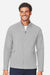 North End NE727 Mens Spirit Textured Full Zip Sweatshirt w/ Pockets Heather Platinum Grey Model Front