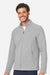 North End NE727 Mens Spirit Textured Full Zip Sweatshirt w/ Pockets Heather Platinum Grey Model Side