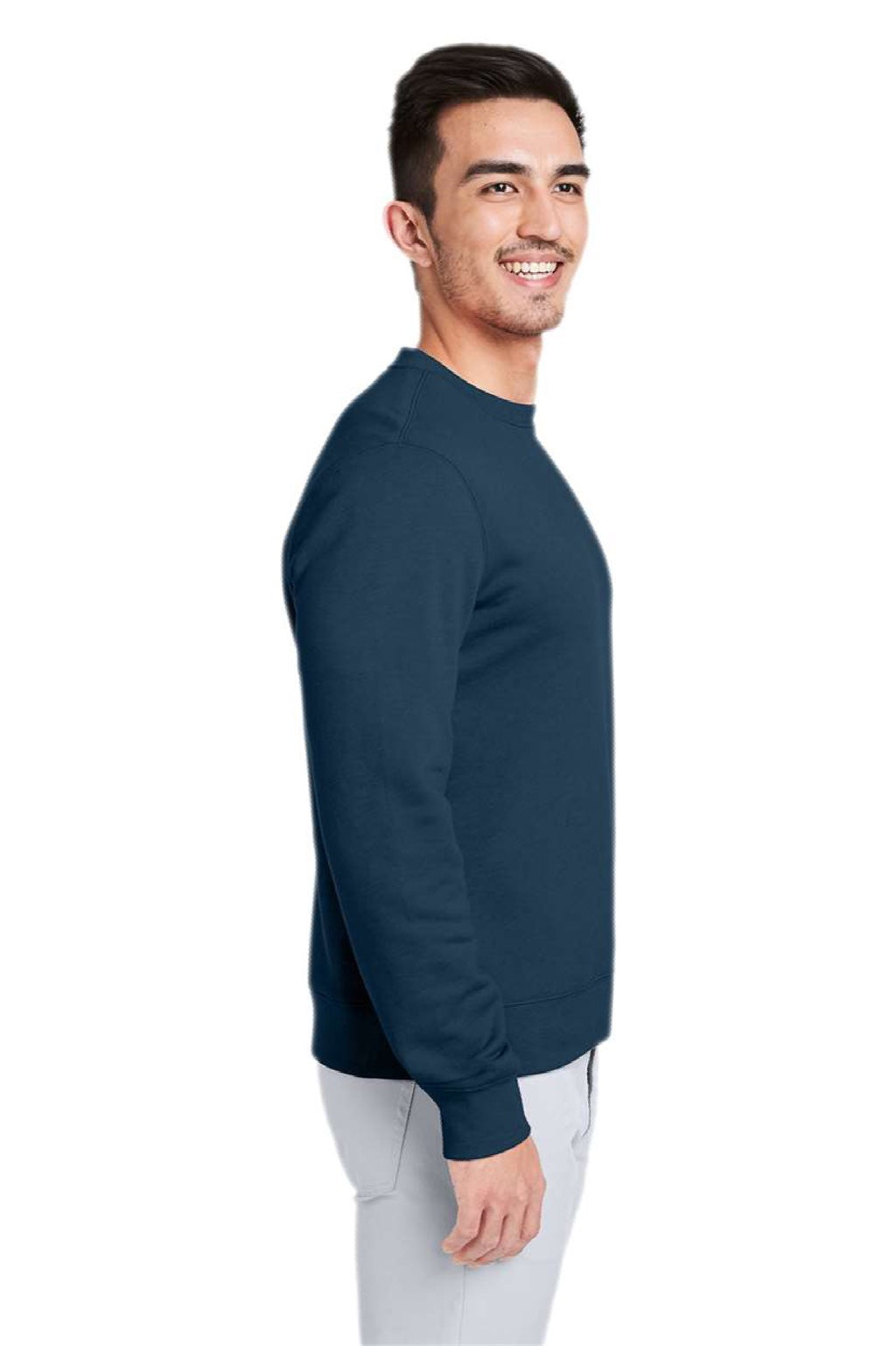 Vineyard Vines K002711 Mens Garment Dyed Crewneck Sweatshirt Vineyard Navy Blue Model Side