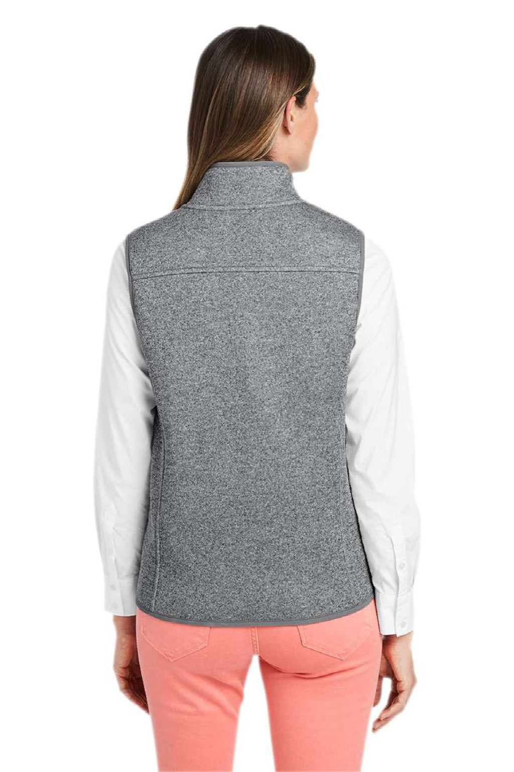 Vineyard Vines O001411 Womens Mountain Sweater Fleece Full Zip Vest Heather Grey Model Back