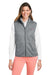 Vineyard Vines O001411 Womens Mountain Sweater Fleece Full Zip Vest Heather Grey Model Front