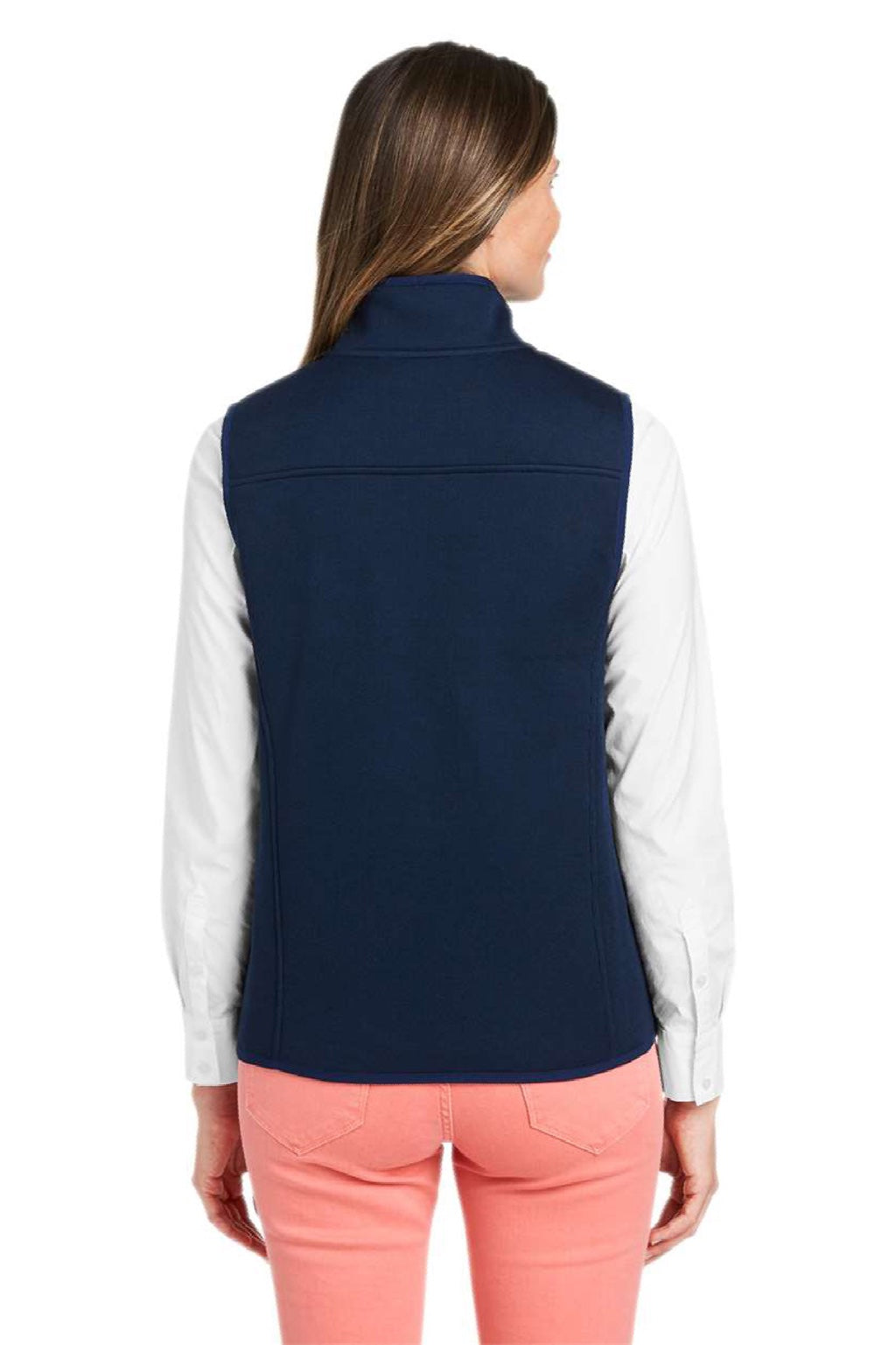 Vineyard Vines O001411 Womens Mountain Sweater Fleece Full Zip Vest Vineyard Navy Blue Model Back