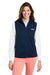 Vineyard Vines O001411 Womens Mountain Sweater Fleece Full Zip Vest Vineyard Navy Blue Model Front