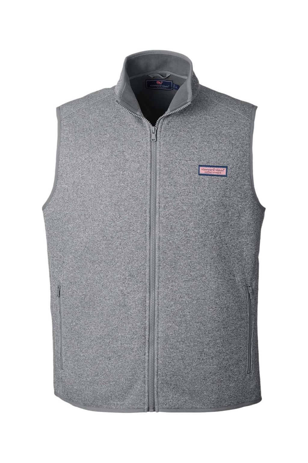 Vineyard Vines K002713 Mens Mountain Sweater Fleece Full Zip Vest Heather Grey Flat Front