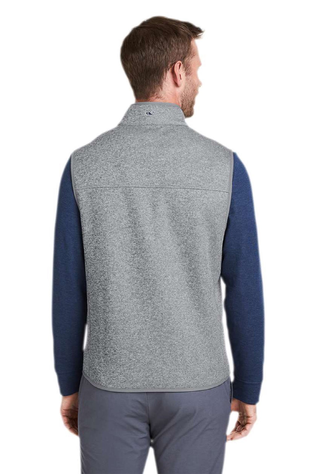 Vineyard Vines K002713 Mens Mountain Sweater Fleece Full Zip Vest Heather Grey Model Back