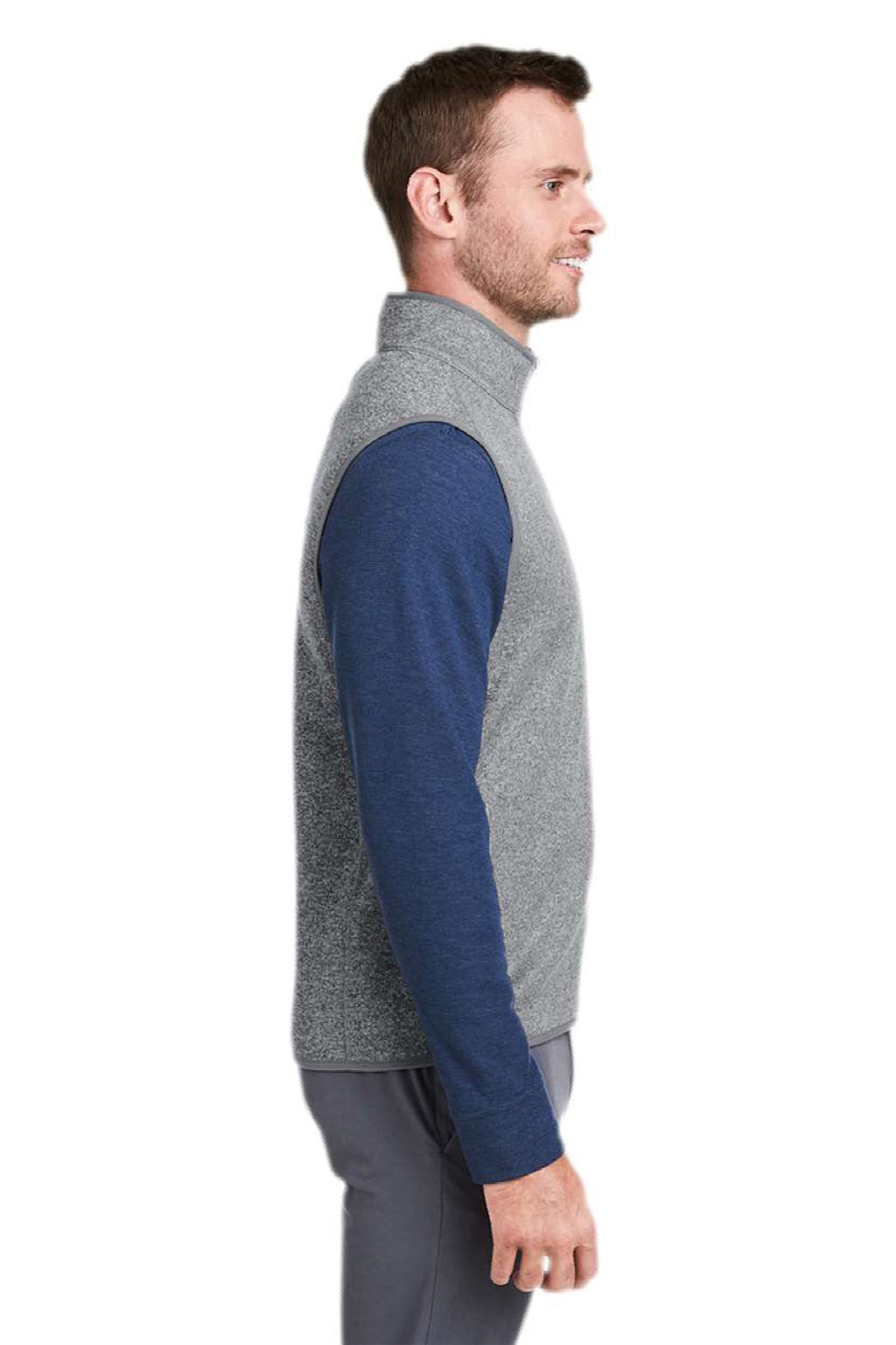 Vineyard Vines K002713 Mens Mountain Sweater Fleece Full Zip Vest Heather Grey Model Side