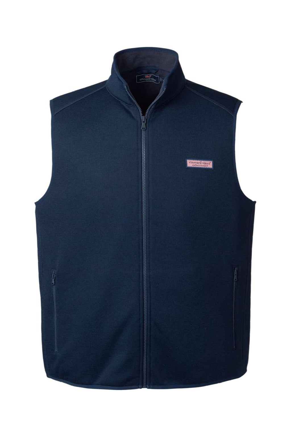 Vineyard Vines K002713 Mens Mountain Sweater Fleece Full Zip Vest Vineyard Navy Blue Flat Front
